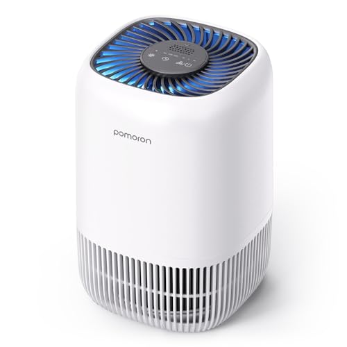 POMORON Air Purifiers for Bedroom Home, Air Filter Cleaner with Fragrance Sponge, HEPA Filter for Smoke, Allergies, Pollen, Pet Dander, Odor, Dust, Portable Air Purifier for Bedroom Office Desktop