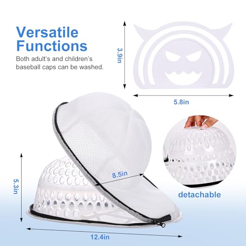 Hat Washer for Baseball Caps - 2 Pack Hat Washer for Washing Machine, Hat Cleaner, Hat Storage for Adult/Kid'S Hat Dishwasher Holder, Hat Protector Racks, Including 2 Pack Hat Bill Shaper, White