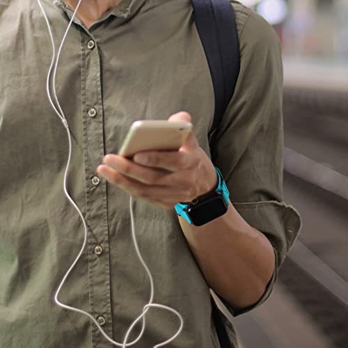 Nereides Compatible with Apple Watch Band Series 8/7/6/5/4/3/2/1/SE, Nylon Sports Strap with Woven Design for 42mm/44mm/45mm 38mm/40mm/41mm (38mm/40mm/41mm, Al Aqua)