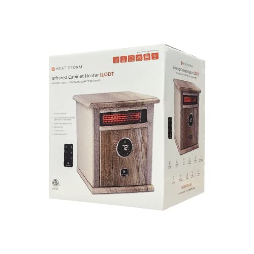 Heat Storm Portable Electric Space Heater, 1500-Watt Cabinet Infrared Quartz Element Heater With Digital Thermostat, Remote Control, washable Filter Modern Design (Beige)