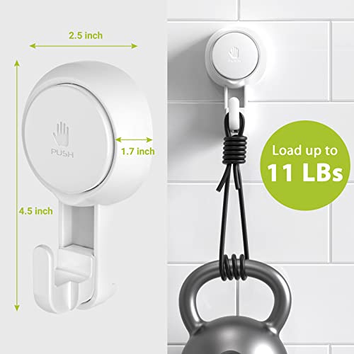 Elegear Heavy Duty Shower Hooks (2-Pack) - Waterproof, Reusable Vacuum Suction Hooks for Bathroom, Kitchen