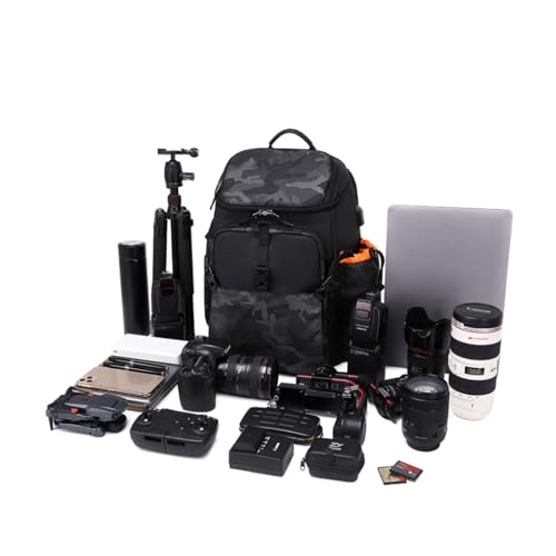 G-raphy Camera Backpack Large Camera Bag Professional Photography Bag with Laptop Compartment and Tripod Holder in Camouflage Men Women for Hiking, Travel etc