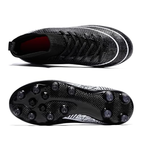 Mens Soccer Shoes Womens Football Cleats, Indoor Soccer Shoes Training Outdoor Turf Soccer Shoes Boys Soccer Cleats Black Green,5.5ize