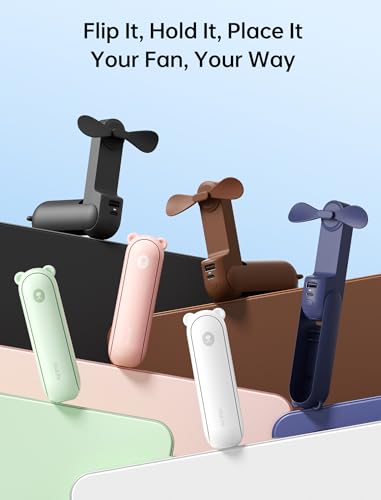 JISULIFE Handheld Mini Fan, 3 IN 1 USB Rechargeable Portable Fan [12-19 Working Hours] with Power Bank, Flashlight, Pocket Design for Travel/Summer/Concerts/Lash, Gifts for Women (Black)