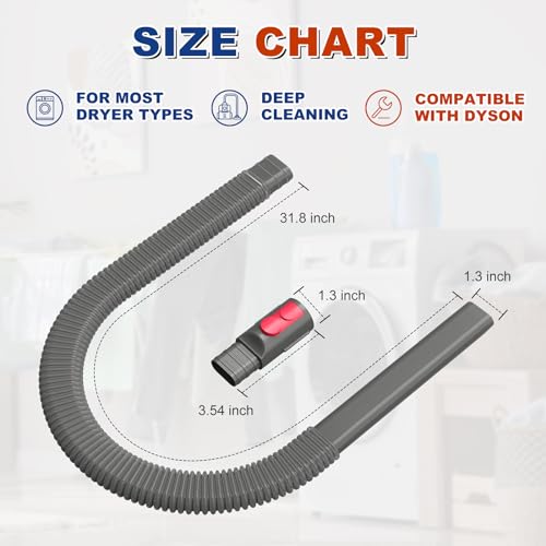 Sealegend Dryer Vent Cleaner Kit Compatible with Dyson Dryer Lint Vacuum Attachment for Dyson V7 V8 V10 V11 V12 V15 etc Cordless Vacuum Cleaner Removes Deep Lint