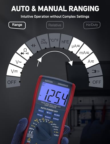 AstroAI Digital Multimeter and Analyzer TRMS 6000 Counts Volt Meter Ohmmeter Auto-Ranging Tester; Accurately Measures Voltage Current Resistance Diodes Continuity Duty-Cycle Capacitance Temperature