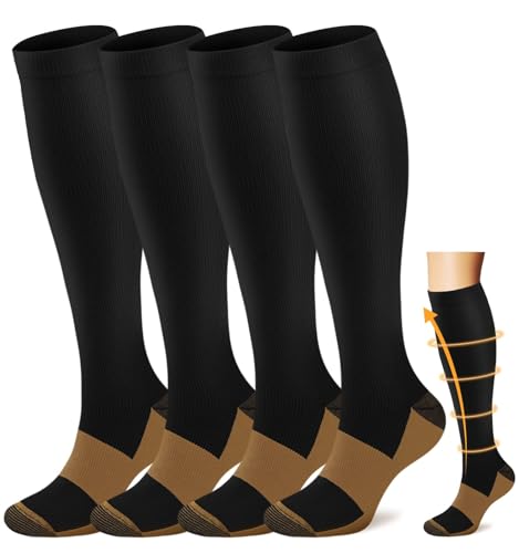 ACTINPUT Compression Socks Men Women Circulation-Best Support for Nurses Running Cycling(A3 - Black/Grey Large/X-Large)