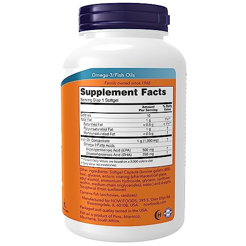 NOW Supplements, Ultra Omega-3 Molecularly Distilled and Enteric Coated, 180 Softgels