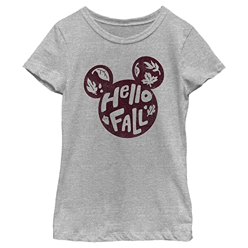 Disney Mickey Classic Hello Fall Logo Girls T-Shirt, Athletic Heather, X-Small