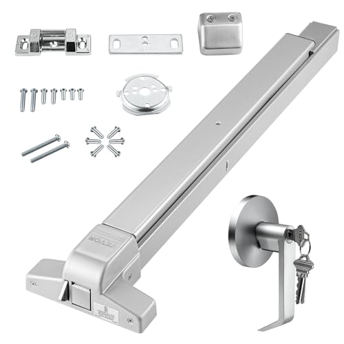 VEVOR Push Bar Door Locks, Carbon Steel Panic Bars for Exit Doors, with Exterior Lever and 3 Keys, Push Bar Panic Exit Device Door Hardware for Metal Wood Door, for Left and Right Handed Doors