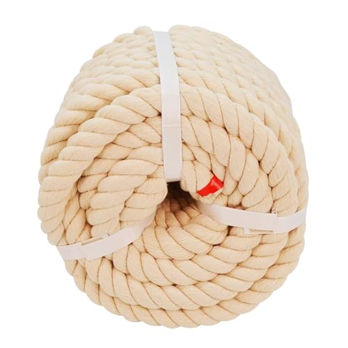 Twisted Cotton Rope (1 inch x 50 feet) Natural Thick Soft Rope for Crafts, Sports Tug of War, Hammock, Home Decorating Wedding Rope