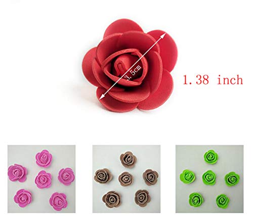 Snadulor 500 Pcs Mini PE Foam Fake Rose Flower Heads Artificial Rose Flowers Handmade DIY Wedding Bride Bouquet Home Decoration(Red)