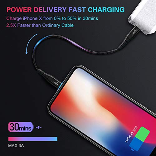 volport USB C to Lightning Cable 3ft [MFi Certified] Black, 1m Braided Fast Charging Data Transfer Cable for Apple iPhone 14 13 12 13 Pro Max X XR XS Plus Mac iPad and AirPods