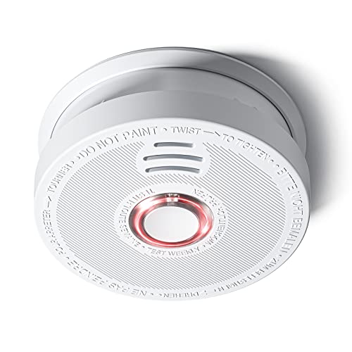 SITERLINK Smoke Detectors Battery Operated, Smoke Alarm with Test-Silence Button, Photoelectric Sensor Fire Alarms Smoke Detectors with LED Lights, UL Listed Fire Alarm for House, GS528A, 1 Pack