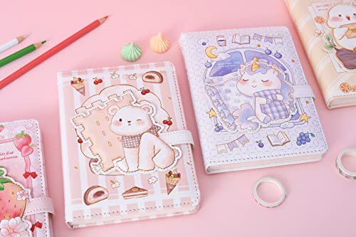 Kawaii Notebook, Cute Bear Journal Notebook, Bear Journal for Girls, Cute Journal for Girls, Kawaii Journal, Soft PU Leather Cover, 6.6 x 4.9 inch (16.8 x12.4 cm), A5 (Bear)