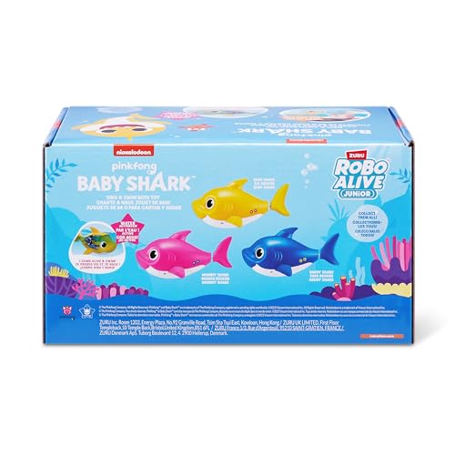 Robo Alive Junior Baby Shark New Silicon Fins Version Singing and Swimming Daddy Shark (Blue) by ZURU