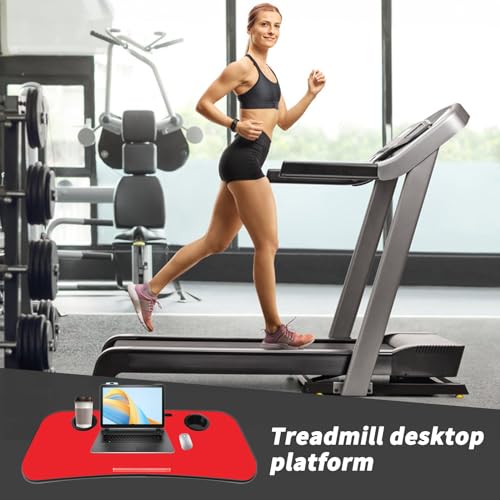 Qsxou Treadmill Desk Attachment, 36 Inches Tread Tray Workstation Handlebars Platform with Laptop Holder, Cup Tablet Holder, Ergonomic Stand with Cooling Holes(Black)