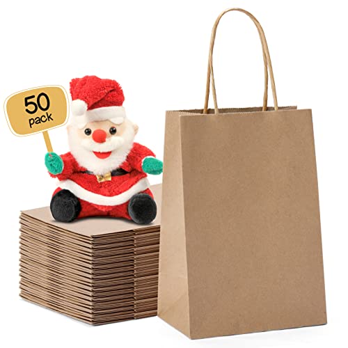 METRONIC Paper Gift Bags 10x5x13'' 200Pcs Brown Paper Bags with Handles Bulk, Kraft Paper Bags for Small Business, Birthday Wedding Party Favor Bags, Christmas Gift bags, Retail shopping Bags