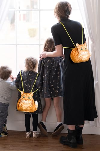 ALLYORS Drawstring Makeup Bag, A cat-shaped storage bag for Dresser/Journey/Storage-Orange Cat