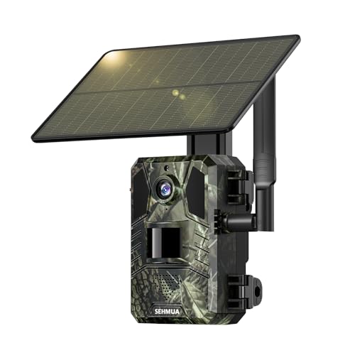 SEHMUA 4G LTE Cellular Trail Cameras 3rd Gen with Live Streaming, Game Camera Built-in SIM Card with Motion Activated 0.2s Trigger Time Solar Trail Camera IP66 Waterproof