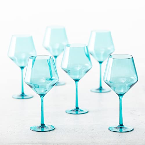 Fortessa Sole Copolyester Outdoor Drinkware, Cabernet Wine Glass, Aqua Sky Blue Green