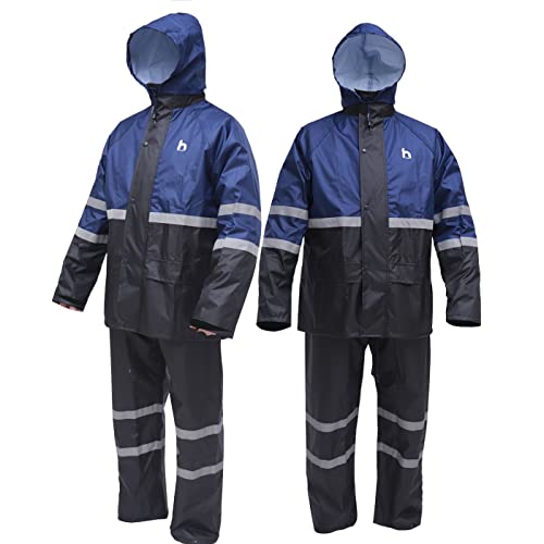 Rain Suits, High Visibility Reflective Safety Jacket, Lightweight Rain Gear, Waterproof Rain Jacket with Pants(Blue Small)