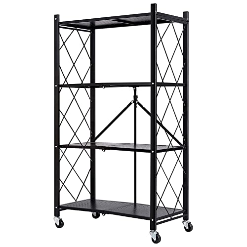 Txxplv 4 Tier Storage Shelves Wire Shelving Rack Unit, Adjustable Metal Rack for Storage Kitchen Laundry Storage Rack (Black)