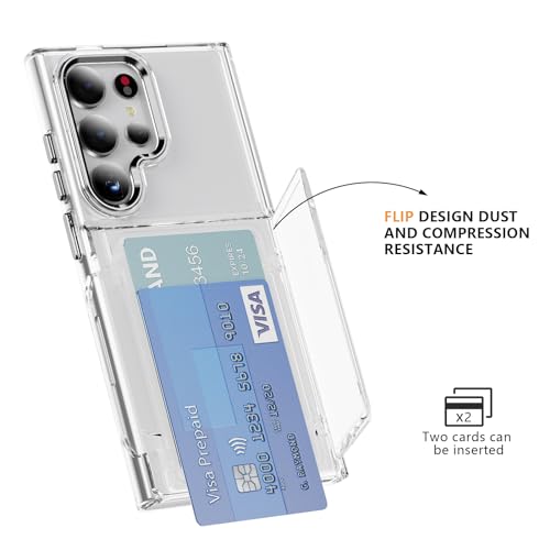 TORRTOWAY Wallet Case for Galaxy S24 Ultra Case Wallet Case with Card Holder Kickstand Card Holder Clear Soft TPU Shockproof Cover Protective Case for Samsung Galaxy S24 Ultra Phone Case (Clear)
