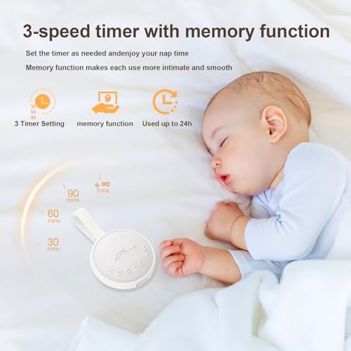 White Noise Machine for Sleeping Adults & Baby, Portable Sound Machine with 24 Soothing Sounds, Bluetooth 5.1, Battery Powered, 3 Timer Settings, Memory Function for Home, Office, Travel (Orange)