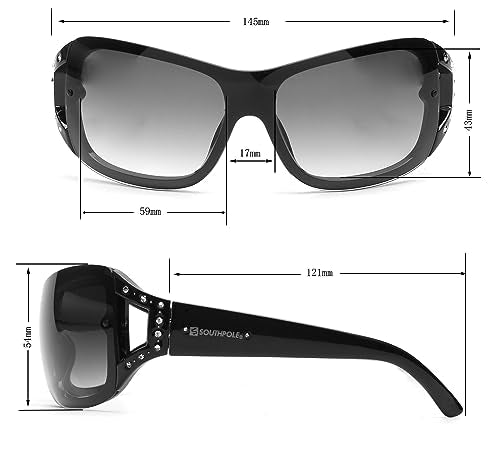 SOUTHPOLE Women's 1098SP Embellished Wrap UV400 Protective Rectangular Sunglasses. Cool Gifts for Her, 59 mm, White & Pink
