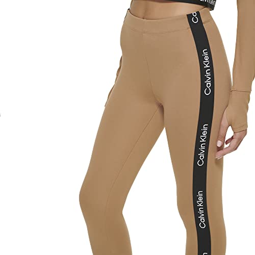 Calvin Klein Performance Women's High Waisted Logo Leggings, Teak, Medium