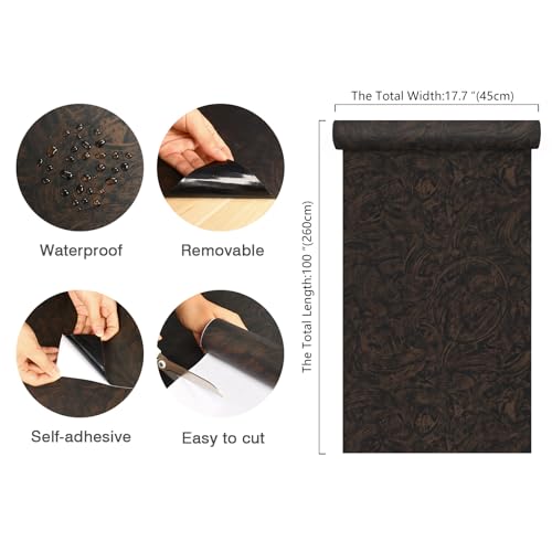 CHIHUT 30”x118” Dark Concrete Wallpaper Peel and Stick Thick Cement Concrete Contact Paper for Countertops Waterproof Self Adhesive Textured Brown Wall Paper for Living Room Bathroom Wall Covering