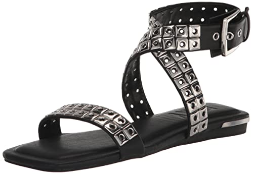 DKNY Women's Studded Buckle Flat Sandal Heeled, 10