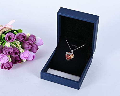 CHERUBIC Love Heart Pendant Necklace Shining Zircon Birthstone Jewelry Gifts For Women 18''+2''