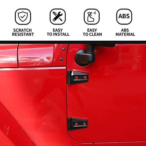 Hoolcar Door Hinge Trim Cover ABS Exterior Accessories for 2007-2017 Jeep Wrangler JK JKU Sport Rubicon Sahara X 2-Door & 4-Door, Black, 8PCs