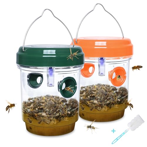 2 Pack Wasp Traps Outdoor Hanging Yellow Jacket Trap Carpenter Bee Traps for Outside Hornet Traps Insect Bug Flies Wasp Killer