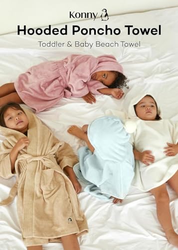 Konny Baby Hooded Towel: Rayon from Bamboo Cotton Baby Towel Hooded Poncho, Oeko-TEX, Ultra Soft & Quick-Dry, Girls, Babies, Newborn Boys, Toddler (Beige, Small)