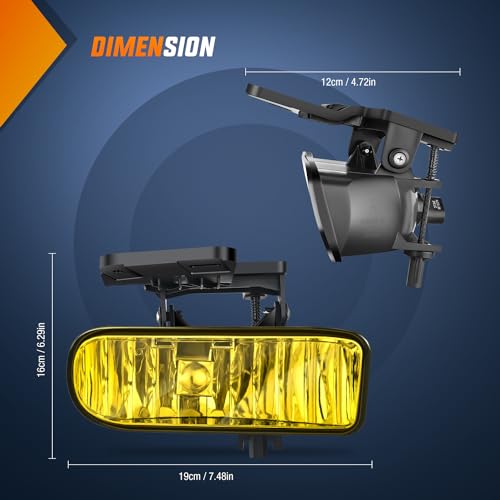 Nilight Fog Light Assembly Compatible with 1999 2000 2001 2002 GMC Sierra 1500 2500 2001 2002 Sierra 1500HD 2500HD 3500 2000-2006 Yukon Fog Lamp Amber Lens