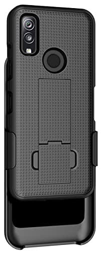 Nakedcellphone Combo Compatible with Verizon Kyocera DuraSport 5G UW (C6930) Case, Slim Kickstand Phone Cover with [Rotating/Ratchet] Belt Clip Holster Combination - Black