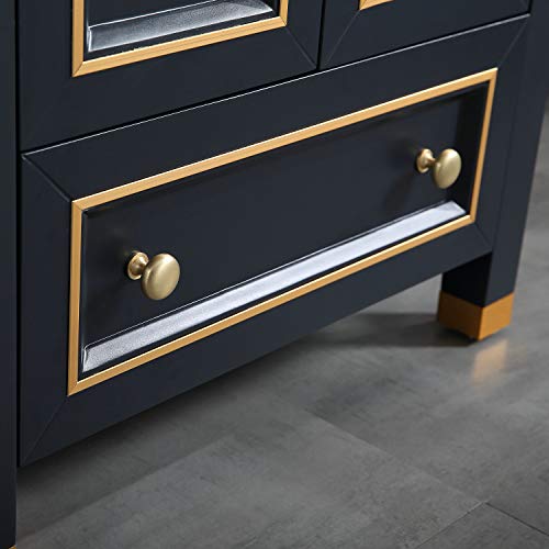 Homecart 24 inch Black Bathroom Vanity Sink Combo Modern Painted Bathroom Vanity Cabinet with Marble Countertop, Round Sink, Pop Up Drain, Mirror, Solid Wood