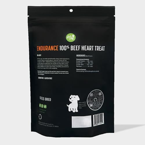 Get Joy Freeze Dried Superfood 100% Beef Heart Dog Treats, 4 Ounce Bag, Single Ingredient Organ Meat, High Protein, Heart Health, Energy, Muscle Repair, Grain Free & Gluten Free, Made in USA