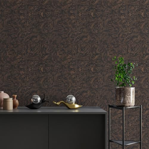 CHIHUT 30”x118” Dark Concrete Wallpaper Peel and Stick Thick Cement Concrete Contact Paper for Countertops Waterproof Self Adhesive Textured Brown Wall Paper for Living Room Bathroom Wall Covering