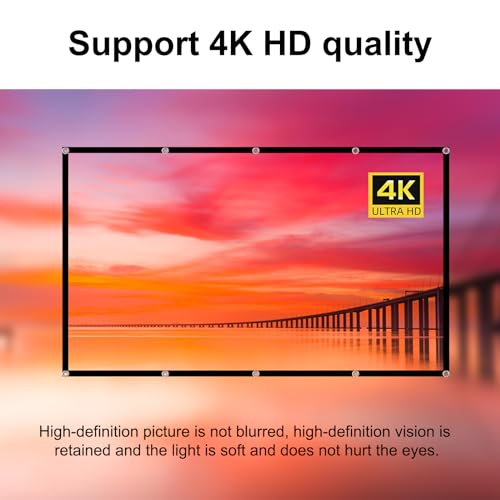 Projector Screen TOWOND 100 inch Projection Screen Indoor Outdoor Washable Anti-Crease 16:9 HD Rear Front Movies Screen for Home Theater Office