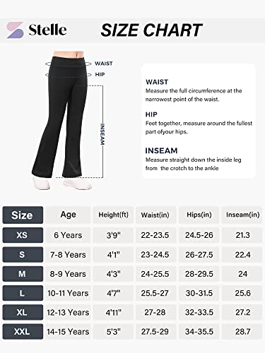 Stelle Girl's Flare Leggings High Waisted Yoga Pants Bootcut Dance Casual Pants Activewear Kids Bell Bottoms (Oceanic, XXL)