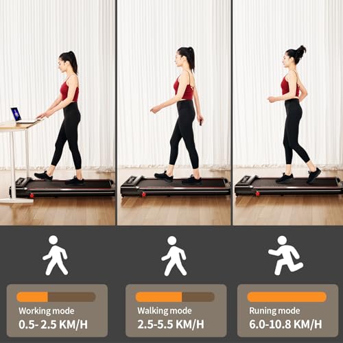 RHYTHM FUN Foldable Treadmill, 300 lb Capacity Walking Pad 2.5HP Treadmill Under Desk, Portable Treadmill for Home and Office, Folding Treadmill 2 in 1 with Remote Control, LED Display