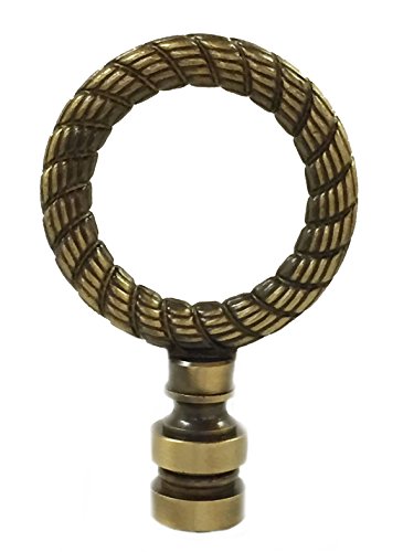Royal Designs Rope Wreath 2.25" Lamp Finial for Lamp Shade, Antique Brass