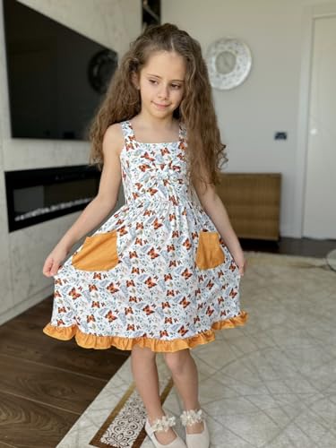 LIFAky Toddler Girl Dress Sleeveless Sunflower Print Sundress with Pockets Summer Outfits Set