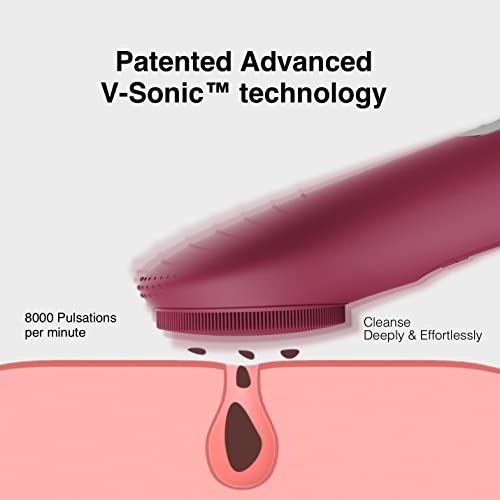 Face Scrubber, NågraCoola CLIE Facial Cleansing Brush, Waterproof and Rechargeable Face Scrub Brush for Men & Women, Cleansing, Exfoliating and Massaging, Electric Face Wash Brush - Berry