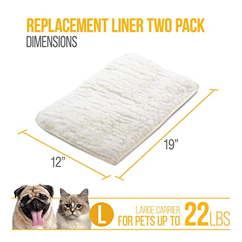 Sherpa 2-Pack Replacement Liners for Travel Pet Carriers - Soft & Absorbent, Waterproof Backing, Machine Washable - White, Large