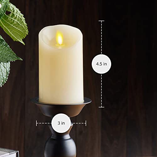 Luminara Moving Flame Pillar Flameless LED Candle, Scalloped Edge, Real Wax, Unscented - Ivory